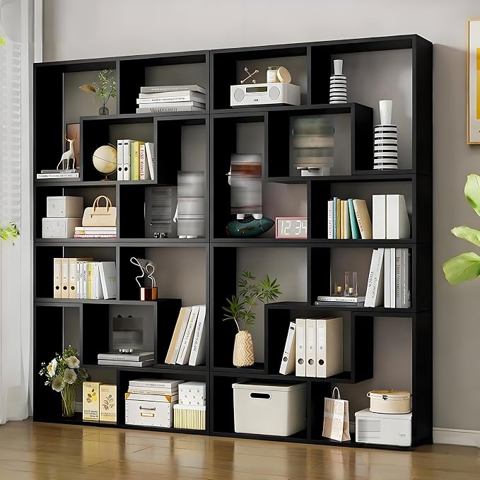 Expandable Bookcase with Adjustable Width, Wooden Room Divider Bookshelf by Unknown