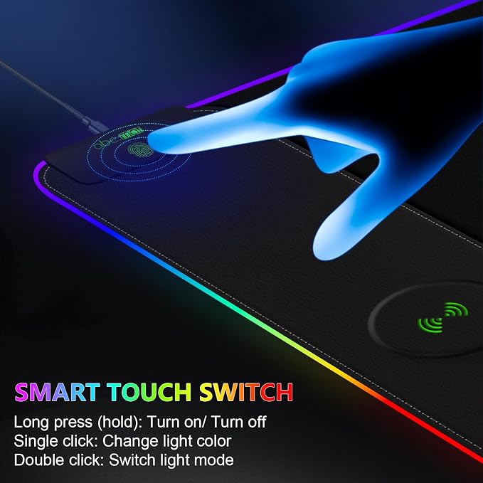 Magnetic Wireless Charging RGB Mouse Pad, 31.5'' x 11.8'' Large LED Gaming Desk - Image 5