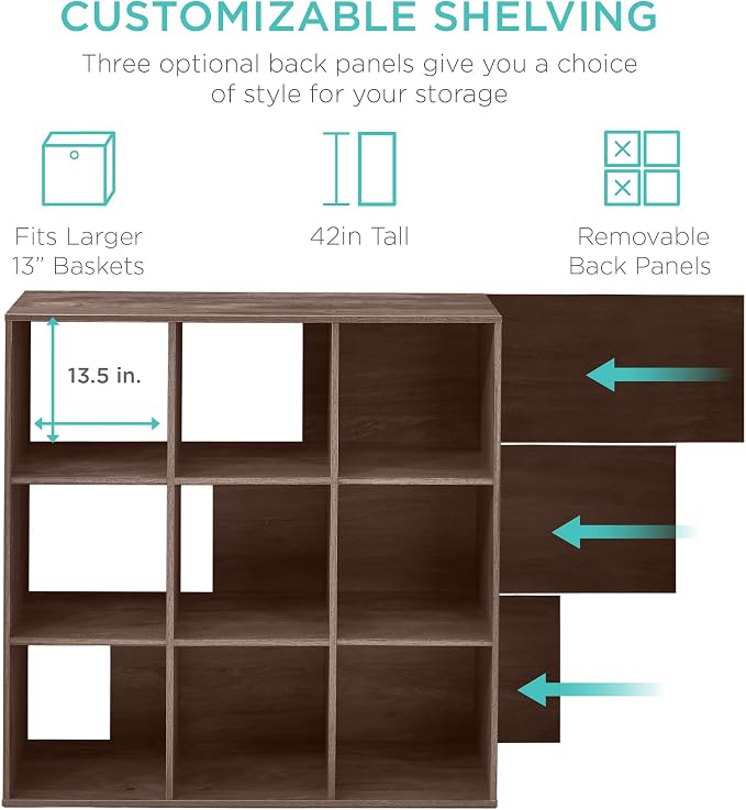 Best Choice Products 9-Cube Storage Organizer, 13.5in Shelf Opening, Display - Image 3