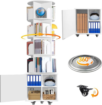 6 Tier Rotating Bookshelf Spinning Bookshelf Tower 360° Revolving Bookcase by RUNSUNSPRI