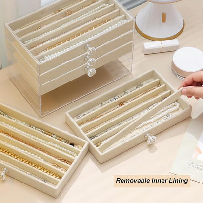 SPAKOWN Necklace Organizer Box, Velvet Necklace Box Holder Tray - Image 2