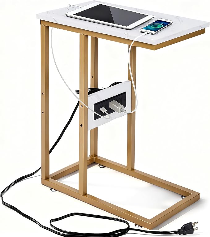 VECELO C Shaped End Side Table by VECELO