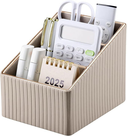 KINGFOM 3 Slot PU Leather Remote Controller Holder, Home Sundries Storage Box - Image 2