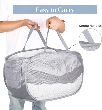 Durable Collapsible Laundry Baskets, Mesh Pop Up Laundry Hamper - Image 5