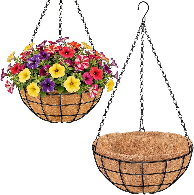 16 Inch Hanging Planters for Outdoor Plants, 2 Pack Large Hanging Baskets | by Unknown