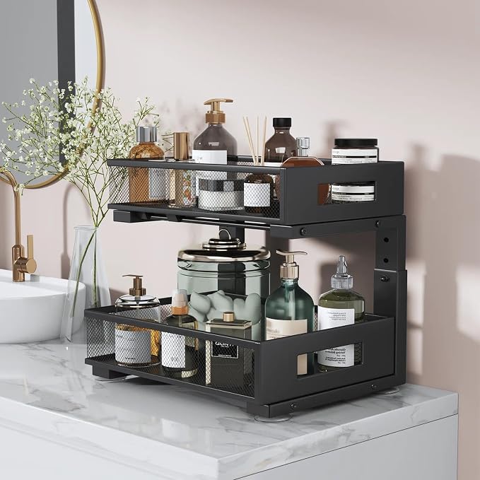 Under Sink Organizer, 2-Tier Dual Pull Out Cabinet Organizer Drawers - Image 6