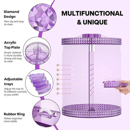 360 Degree Rotating Makeup Organizer, Extra Large Capacity Cosmetics Organizer - Image 4