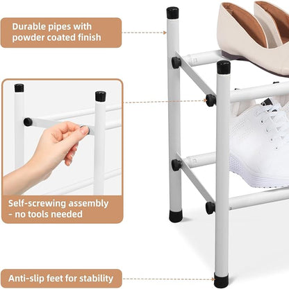 STORAGE MANIAC Expandable Shoe Rack, 8 Pairs Stackable Small Shoe Rack - Image 6