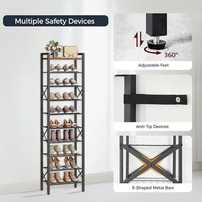 YATINEY 10-Tier Narrow Shoe Rack, Tall Shoe Rack - Image 6