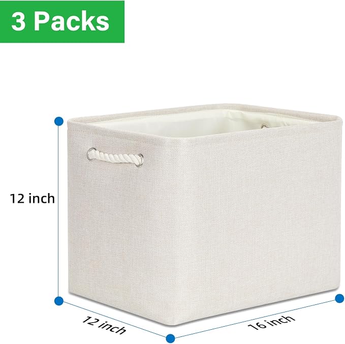 Bidtakay Large Storage Baskets for Shelves 3 Pack Fabric Storage Bins for - Image 7