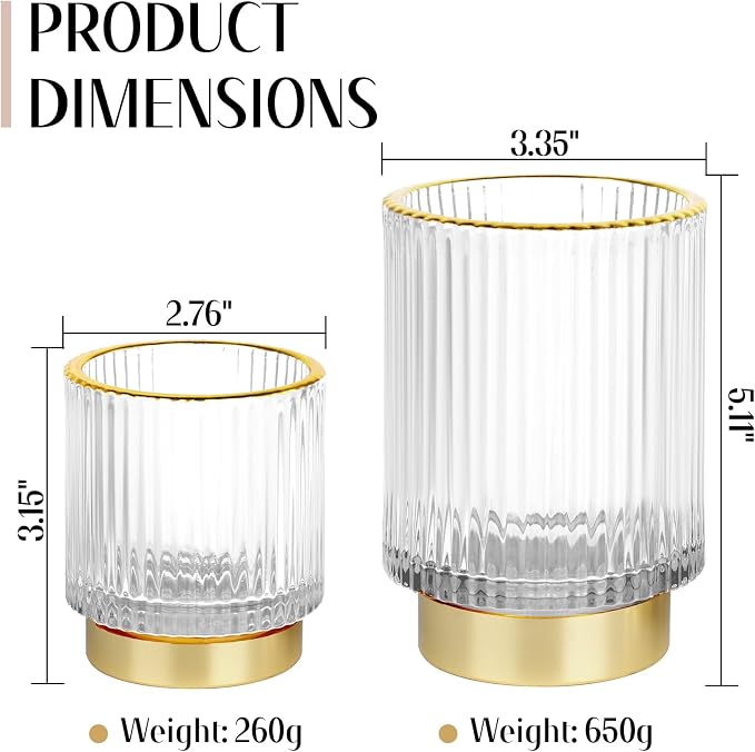 Makeup Brush holder Organizer, Crystal Glass Toothbrush Holders, Striped Make - Image 2