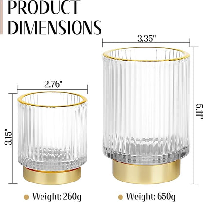 Makeup Brush holder Organizer, Crystal Glass Toothbrush Holders, Striped Make - Image 2