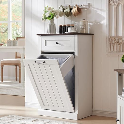 Tilt Out Trash Can Cabinet, 10 Gallon Farmhouse Laundry Hamper Cabinet by IFGETEnrichYourLivingSpace