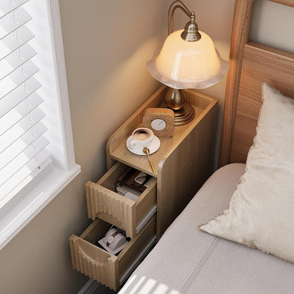 Slim Bedside Table Set of 2, Narrow Nightstand - Image 3