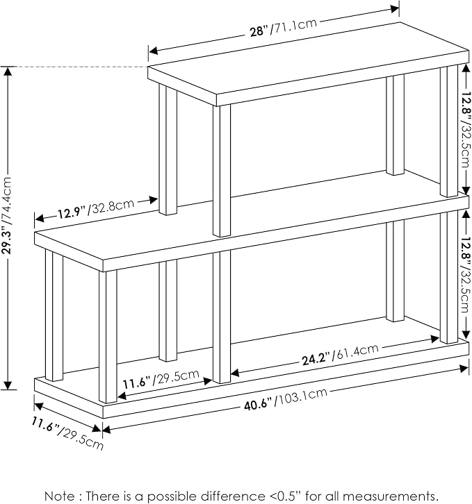Furinno Turn-N-Tube No Tools Decorative Display Shelf, 3-Tier Ladder, Solid - Image 3