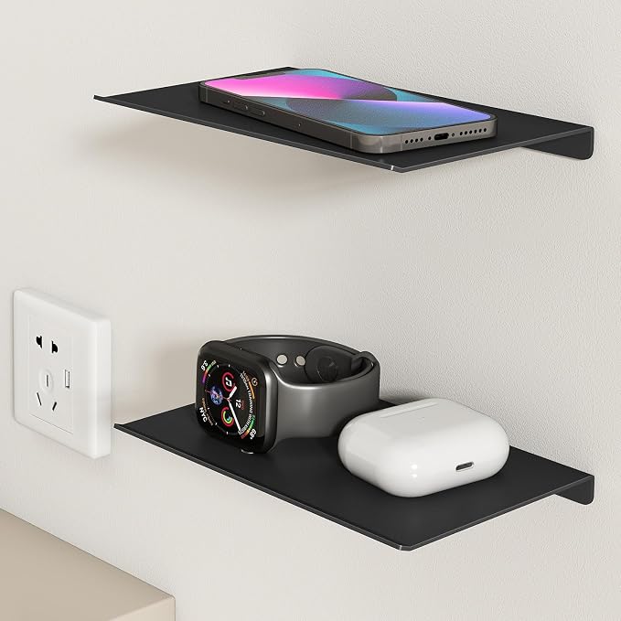 MKO 8" Small Floating Shelves for Wall, Metal Wall Mounted Shelf for Bathroom - Image 7