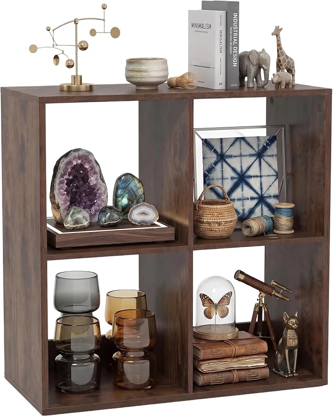 POWERSTONE 4 Cube Storage Organizer, 2 Tier Cubby Bookshelf Freestanding - Image 3