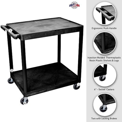Luxor 2 Shelf Utility Cart Black - Image 2