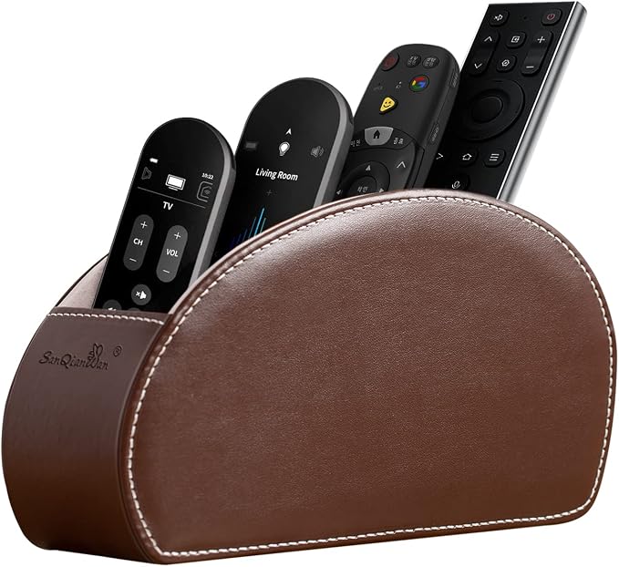 Remote Control Holder, PU Leather Organizer Box by SANQIANWAN