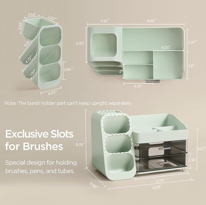 HBlife Makeup Organizer with Brush Holder - Image 3