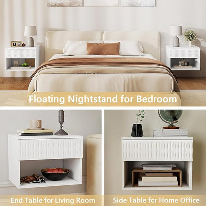 Floating Nightstand Set of 2, Modern Bedside Tables - Image 3