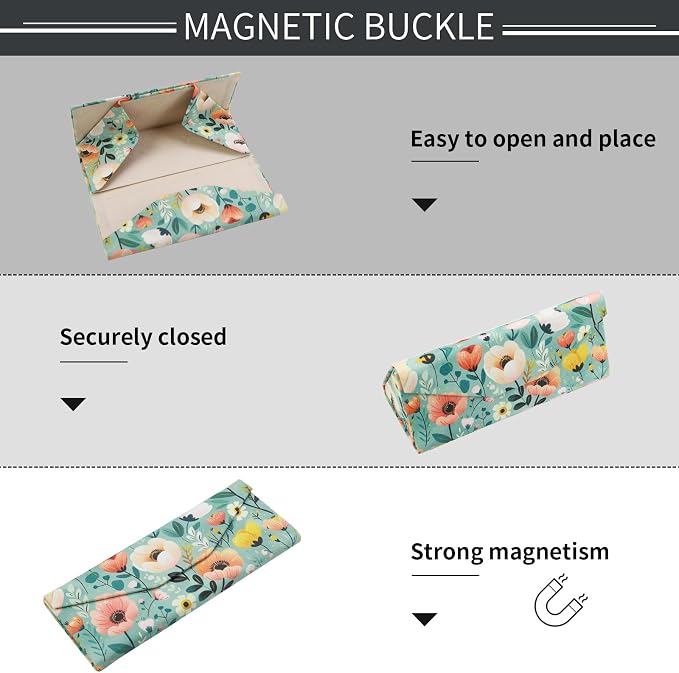 Foldable Glasses Case, Magnetic PU Leahter Sunglasses Case, Cute Hard Shell - Image 5