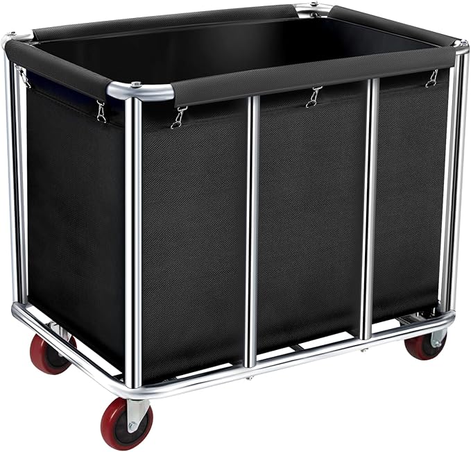 Commercial Laundry Cart with Wheels, 11.35 Bushel Large Laundry Tumbler with by frides