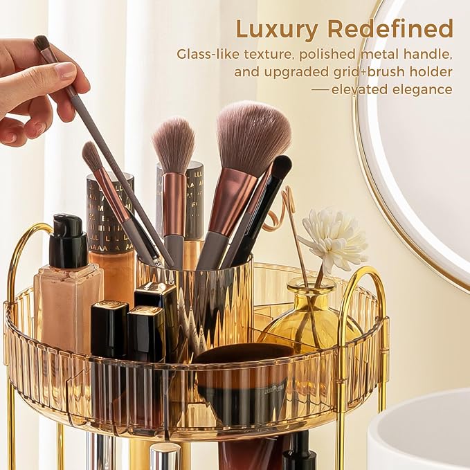 360° Rotating Makeup Organizer, Upgraded 2 Tier Skincare Perfume Organizers - Image 4
