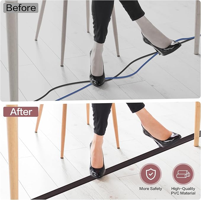 Floor Cord Cover Self Adhesive Cord Hider Floor Extension Cord Covers - Image 5