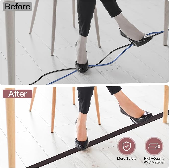 Floor Cord Cover Self Adhesive Cord Hider Floor Extension Cord Covers - Image 5