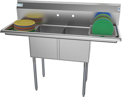 KoolMore - SB141611-12B3 2 Compartment Stainless Steel NSF Commercial Kitchen by KoolMore