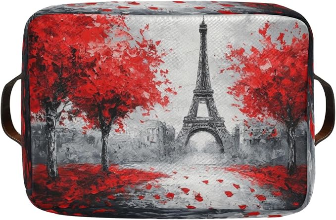 Paris Eiffel Tower Red Tree Storage Bins Box Foldable Shelf Basket - Image 8