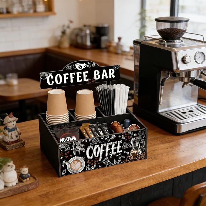 Coffee Bar Organizer Wooden Coffee Station Organizer - Image 5