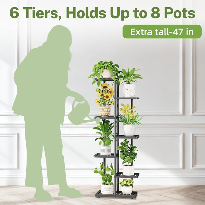 iDavosic.ly Plant Stand with Grow Light Indoor Outdoor, 6-Tier Tall Metal - Image 9
