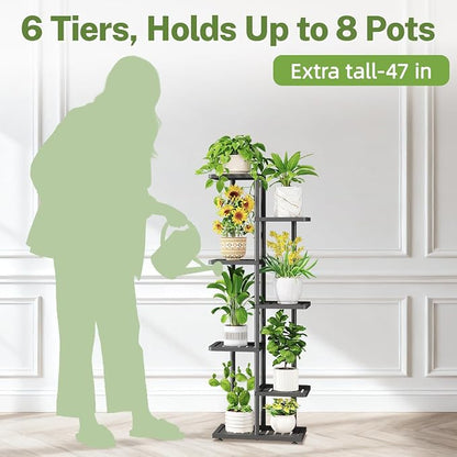 iDavosic.ly Plant Stand with Grow Light Indoor Outdoor, 6-Tier Tall Metal - Image 9