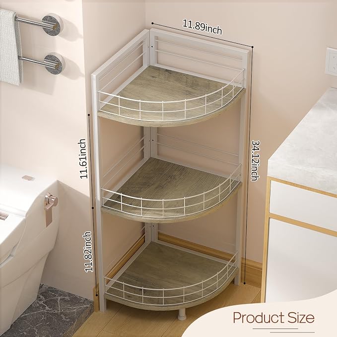 DAOUTIME Bathroom Standing Shelf, 3 Tier Free-Standing Shelf Units, Open Floor - Image 2