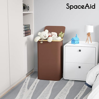 SpaceAid Laundry Hamper with Lid, 110L Large Tall Clothes Basket Bin with - Image 3