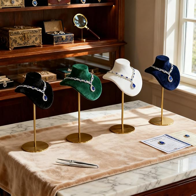 Necklace Display Stand For Selling Velvet Chain Jewelry Bust Holder Organizer - Image 8