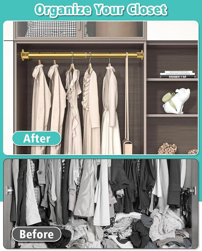 Closet Rod, 17 to 52 Inch Heavy Duty Adjustable Metal Clothing Rack - Image 4
