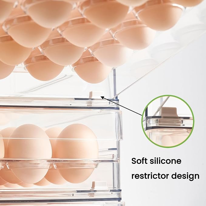 vacane 24 Capacity Egg Holder for Refrigerator Organizer Bins, Bpa Free Egg - Image 6