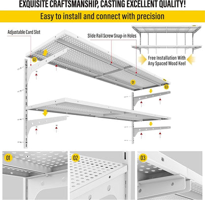 1pack×2 Tier 1.3x4ft Garage Shelving Wall Mounted, 260lbs Load - Image 6