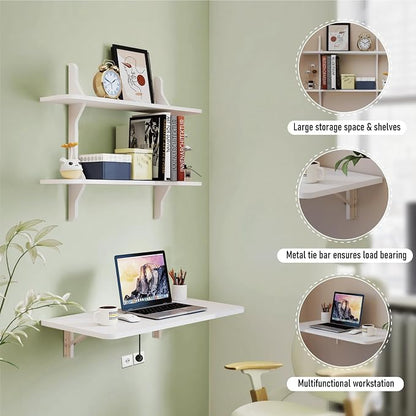 Pmnianhua Wall Mounted Folding Table, Foldable Drop Leaf Table, Wall Mount Fold - Image 6