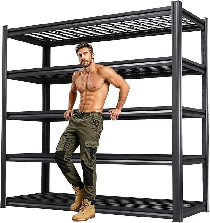 59" W Storage Shelves, 5 Tier Adjustable Heavy Duty Storage Shelves, Quick by KORVENA