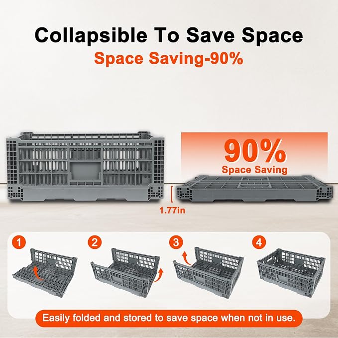 Collapsible Milk Crates for Storage, 52L Storage Crates, Heavy Duty Milk Crate - Image 3
