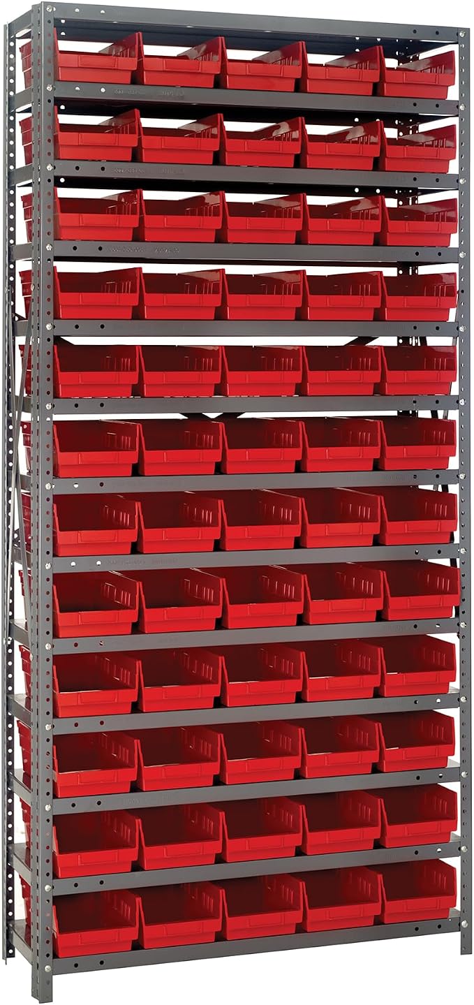 Quantum Storage Systems 1875-104RD Solid Heavy Duty 13 Shelves 60 Economy Red by QuantumStorageSystems