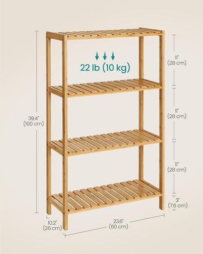 SONGMICS Bamboo Storage Shelf, 4-Tier Shelving Unit, in The Entryway, Living - Image 2