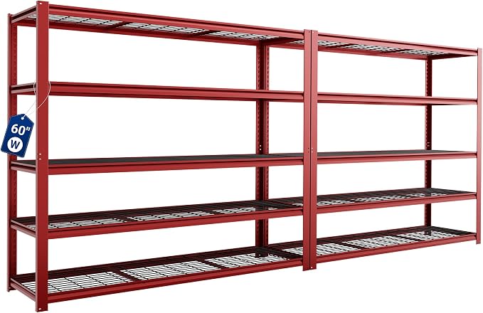 FLEXIMOUNTS 2 Pack 60" W Garage Shelving, 5 Tier Storage Shelves Load 1500LBS by FLEXIMOUNTS
