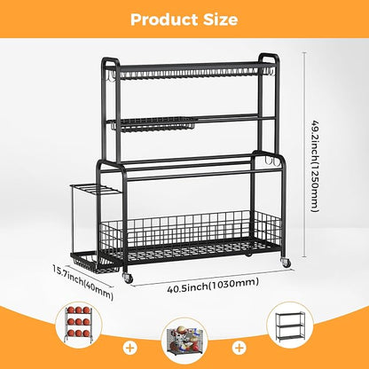 VOPEAK Oversized Sports Equipment Organizer, 4 Layers Rolling Ball Storage Rack - Image 2