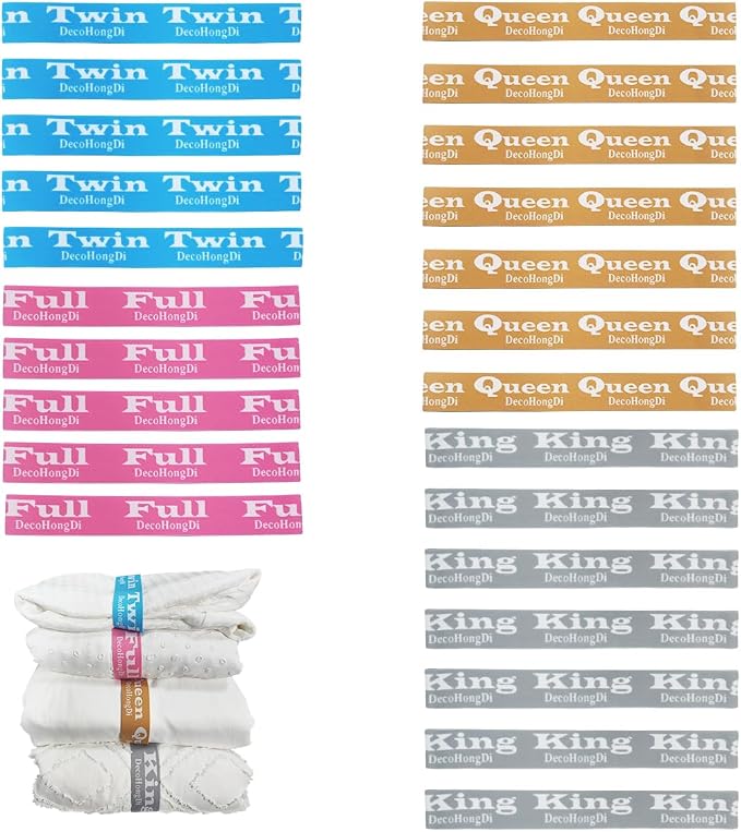 24 Packs Bed Sheet Organizer and Storage Size Label Bands, Elastic Sheet Folder by DecoHongDi
