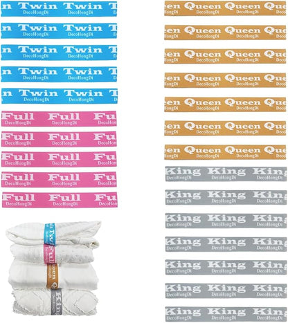 24 Packs Bed Sheet Organizer and Storage Size Label Bands, Elastic Sheet Folder by DecoHongDi